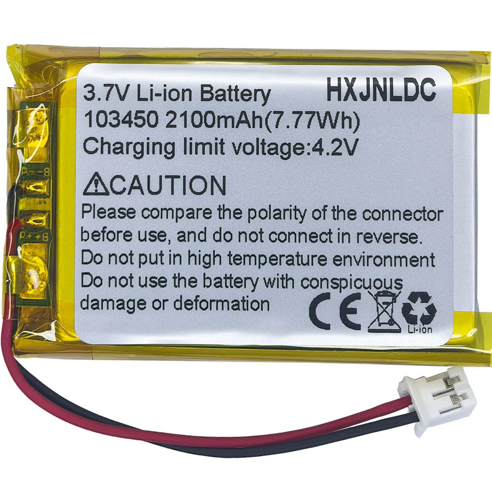 DC 3.7V 2100mAh 103450 Rechargeable Lithium ion Polymer Battery Replacement for PS4 Controller CUH-ZCT1 Series ，DIY 3.7-5V Electronic Products with Built-in 2-Wire Battery Replacement