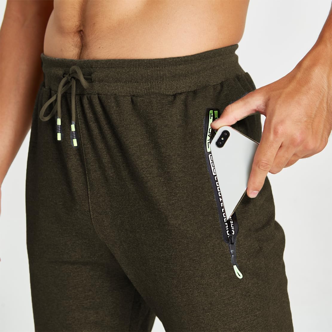ZOXOZ Pantaloni Sportivi Uomo Cotone con Elastico in Vita con Tasche Zip