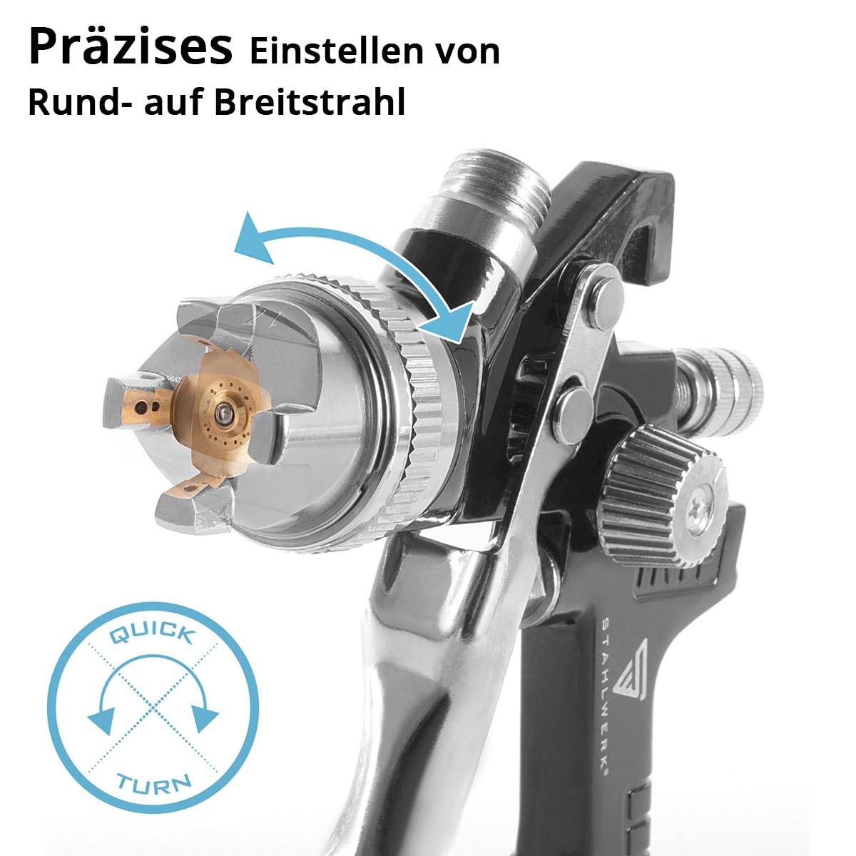 STAHLWERK HVLP Lackierpistolen-Set mit Mischbechern, Lackier-Set SGS-1125ST | Mit 3 Druckluft Lackierpistolen 0,8/1,4/1,7 mm Düsensatz, robuster Aluminium-Koffer, Mischbecherset 25-teilig, 650 ml