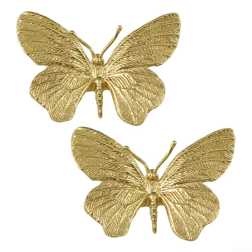 Brass Dragonfly Cabinet Knobs, Gold Cabinet Dreeser Handle, Golden Tone Cupboard Door Knobs Decorative, Cabinet Furniture Accessories Background Wall Decoration(Butterfly)