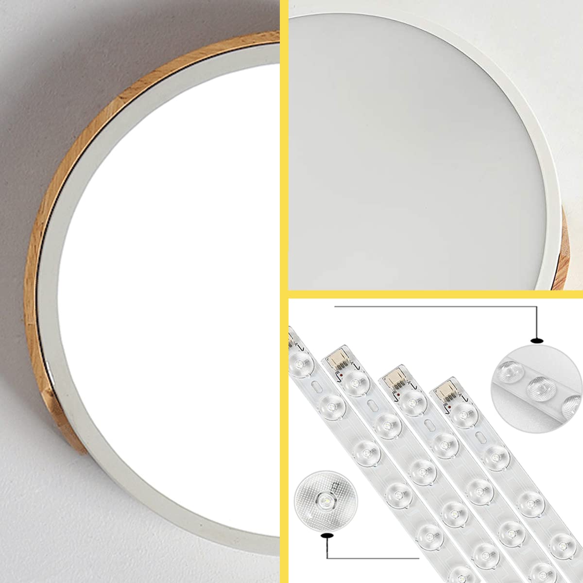 Style home 36W LED Deckenleuchte dimmbar mit Fernbedienung Ø40x4cm Holz