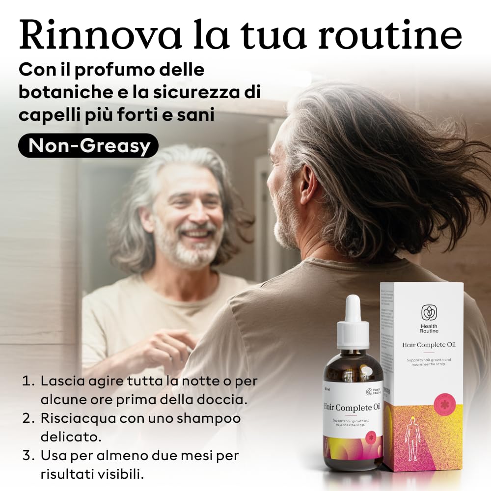 Health Routine Hair Complete Oil – Olio per Capelli Rosmarino e Ricino, 3 Pack
