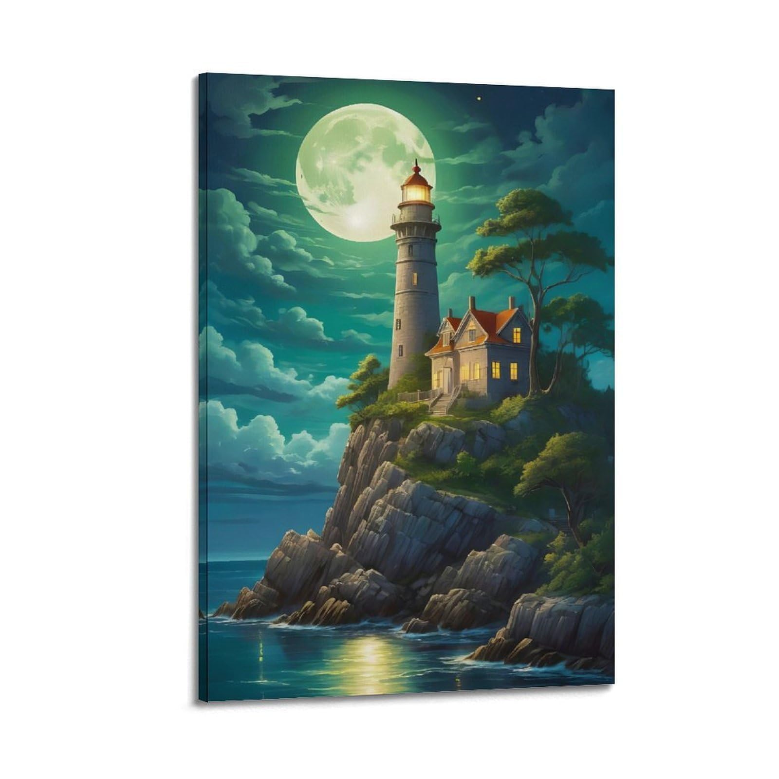 CXHJCA Lighthouse Poster Coastal Guide Poster Decorative Painting Canvas Wall Posters And Art Picture Print Modern Family Bedroom Decor Posters 24x36inch(60x90cm)