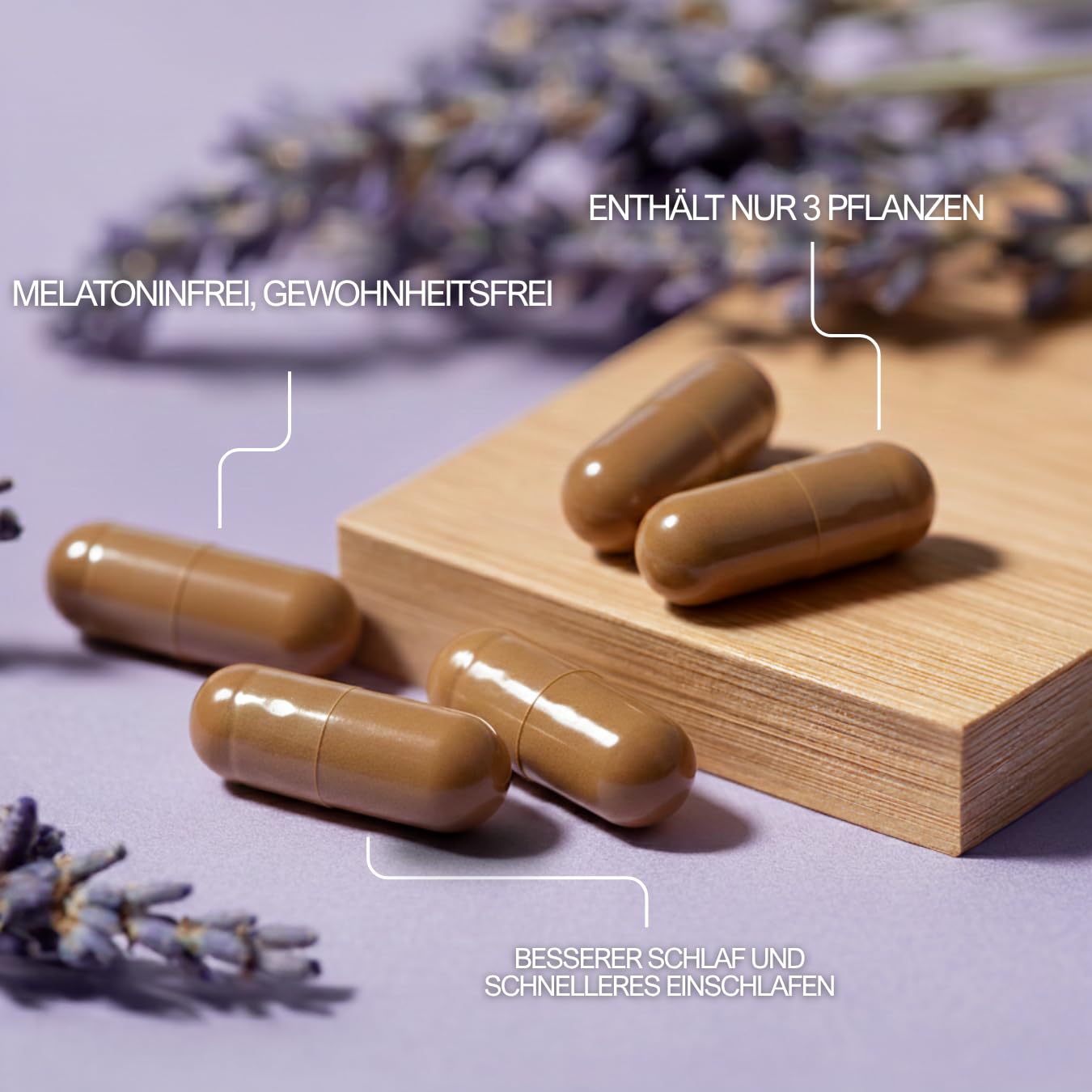 Schlaf-Komplex L-Theanin + Baldrian + Passionsblume – Einschlafen, Tiefschlaf & Erholung – Natürliche Beruhigung ohne Abhängigkeit – 100% Vegan – HACCP – 30 bis 60 Tage – Frankreich