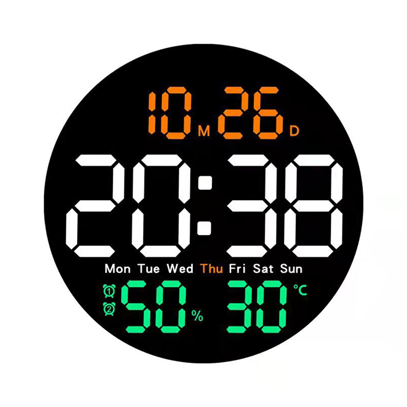 Tsophreniq Large Screen Digital Clock with Remote Controlled 10inch Led Wall with Alarms Timer Date Week Temperature Humidity Digital Wall