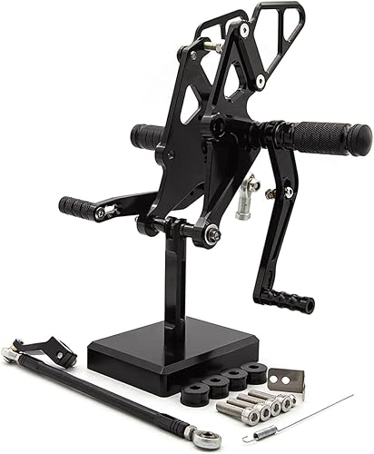 Refuerzos de aluminio para motocicleta, juegos traseros para reposapiés aptos para Yamaha MT-07 2013 2014 2015 2016 2017 (negro)