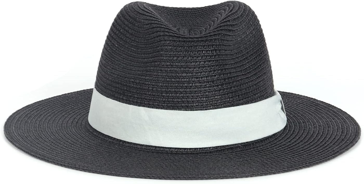 Zylioo Oversize XXL Straw Sun Hats,Fedora Summer Beach Hat,Soft Brim