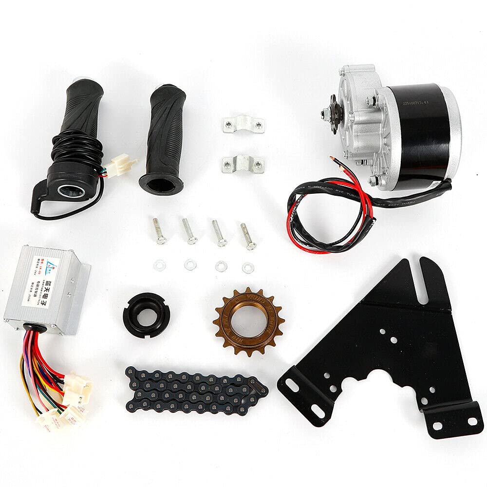 DOONARCES 24V 250W Electric Bicycle Motor Kit DIY E-Bike Wheel Conversion Kit with Freewheel Motor Controller Black Handles, for 16