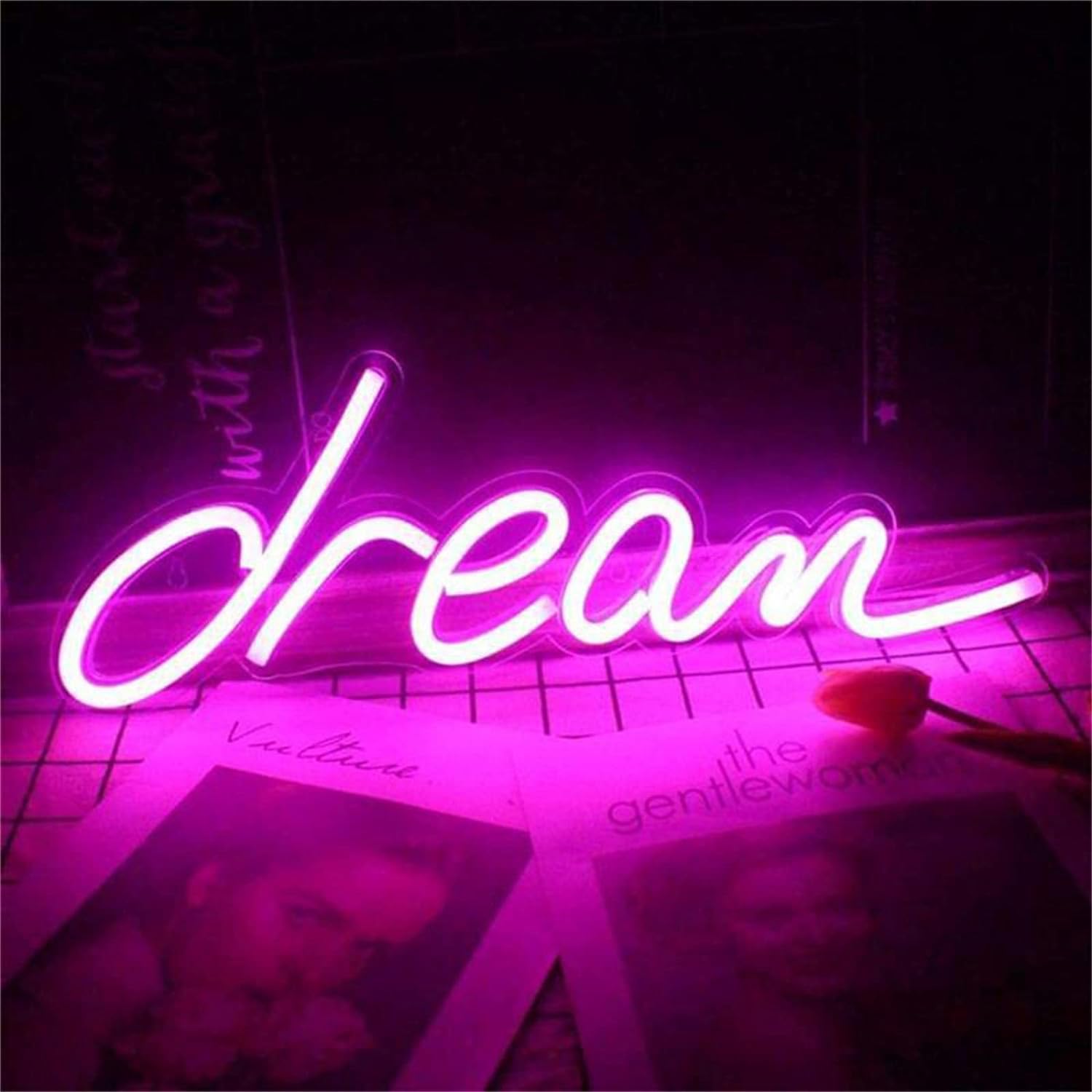 KIJyfgTR LED Neon Light Sign Dream Neon Signs, Bedroom Party Decor USB Powered LED Neon Lights, Window Wall Hanging Night Lights Signboard, 45X15cm