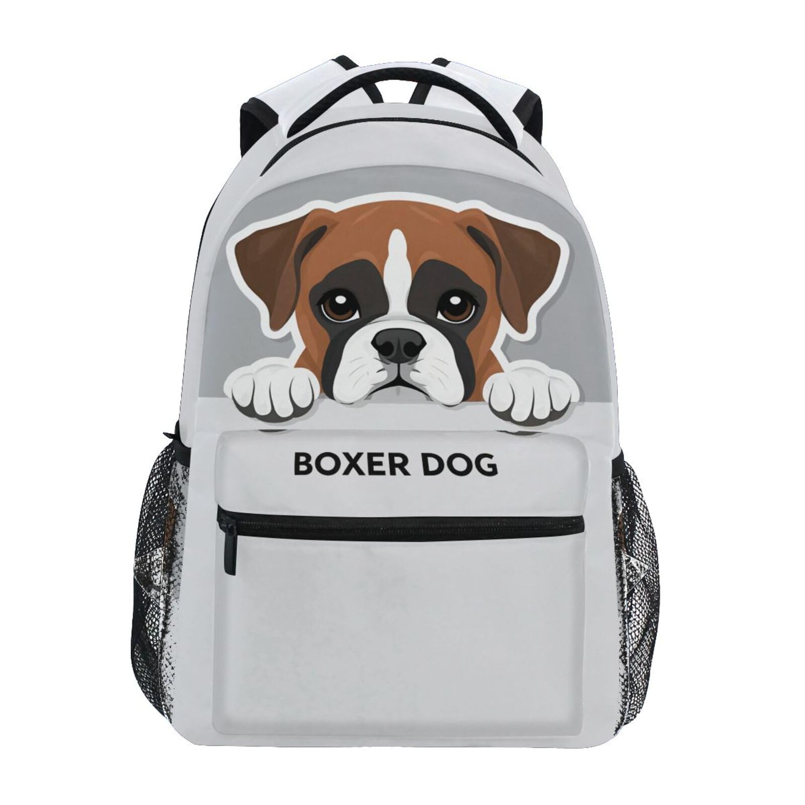 Pfrewn Dog pattern Backpacks for Girls Boys Kids Women Men Boxer Dog School Book Bag Casual Travel Camping Daypack