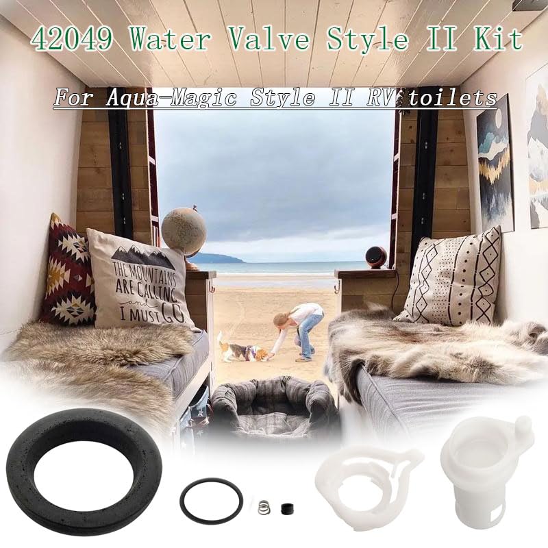 Image of 42049 RV Toilet Flush Water Valve Replacement Kit, for Thetford Aqua Magic Style II Permanent Toilets with Closet Flange Seal