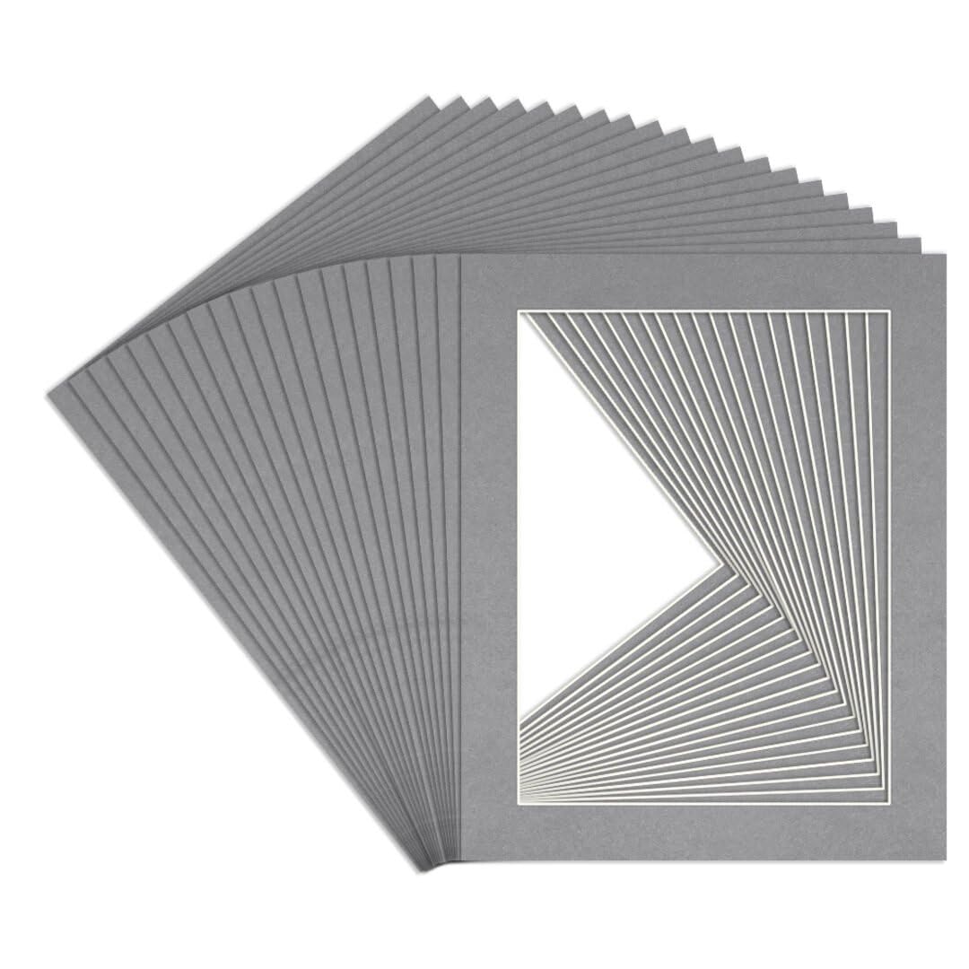 Procut Global 20x16" Mid Grey Picture Mounts to Fit 16x12" Aperture - Precision Cut Cardboard Photo Mount - Ideal for Frames, Prints, Artwork & Certificates - Sizes & Colours Available - 20 Pack