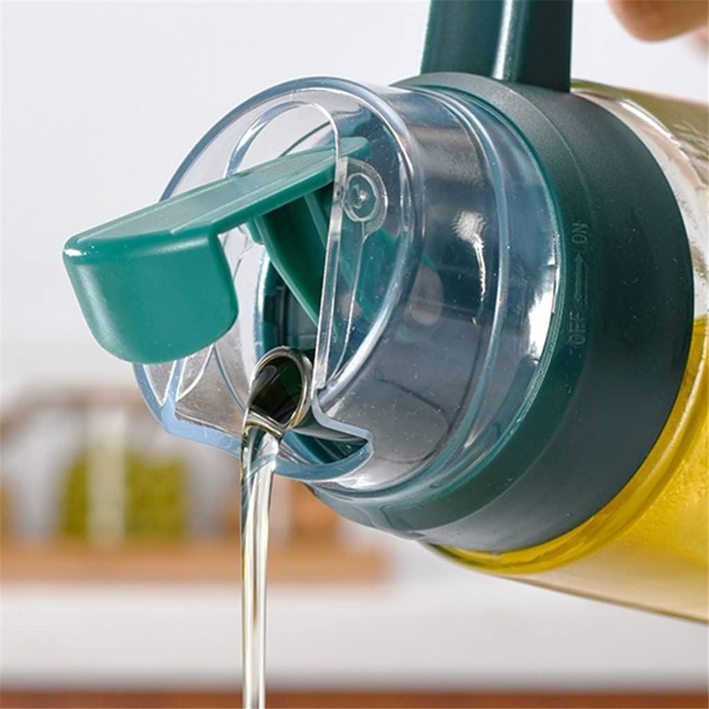 Oil Dispenser Bottles Auto Flip Oil Dispensing Bottle Leak Proof Glass Cruet Bottles Non-Slip Handle Automatic (Color : White, Size : 630ML)