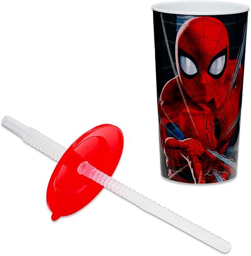 Miniatura 2 de Marvel Spiderman - Vasos reutilizables de 16 onzas para niños, paquete de 6 piezas con taza de 16 onzas con tapa y pajilla, más calcomanías para