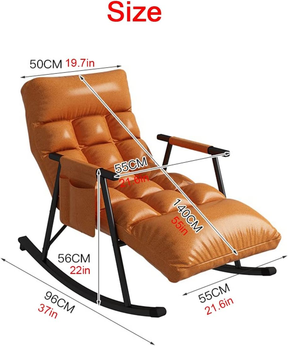 Indoor Rocking Chair Adult Recliner Modern Bedroom Living Room Chairs Armchair Back Adjustable,Single Sofa for Reading Lounge Balcony,Thick Padded (Color : Yellow)