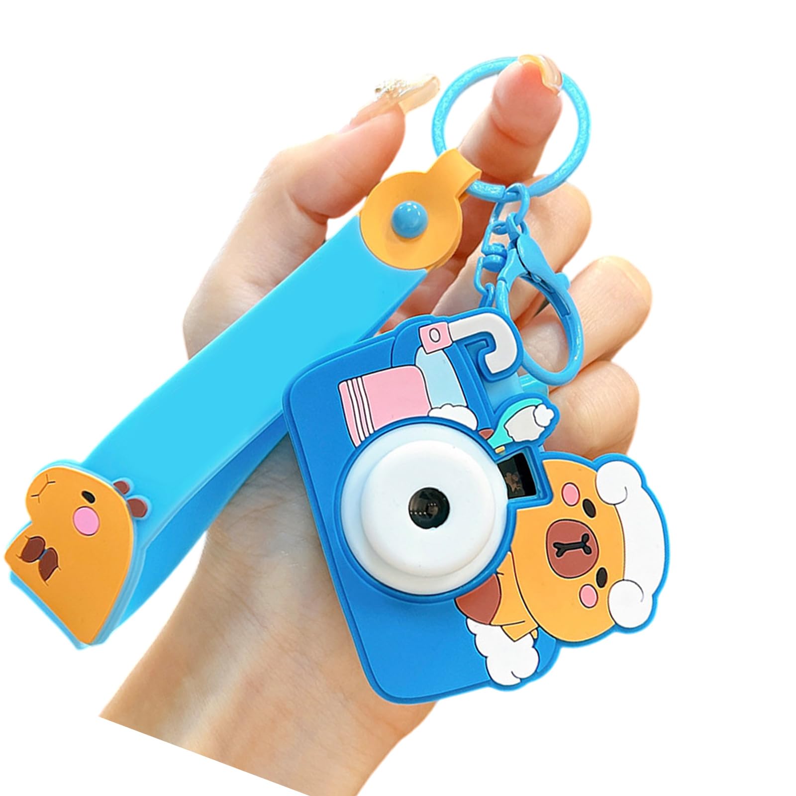 AWJUWHBJ Lovely Animal Camera Shaped Keychain Projector Decoration Vibrant Color Creative Gift Jewelry Bag Decoration Cute Camera Keychain Accessory
