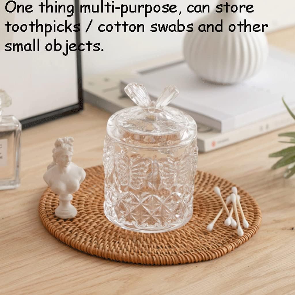 Ceramic Toothpicks Container ，Plastic Toothpick Case，Fashion Modern Toothpick Holder Glass Transparent Desktop Toothpick Holder Dispenser Pocket Cover Cotton Swab Toothpick Container Chic(Butterfly St