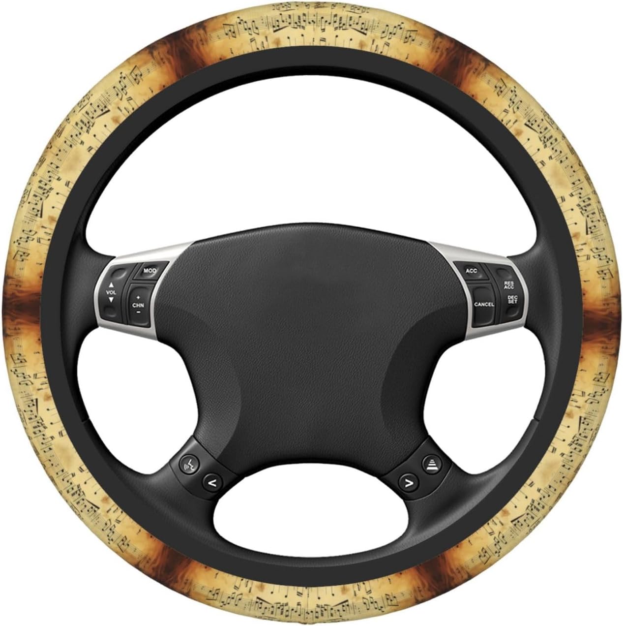 Car Elastic Steering Wheel Cover Universal 15 Inch Vehicle Stretch Steering Wheel Cover Protector Sheet Music Auto Protective Cover Novelty Car Interior Accessories for Men Women image 5