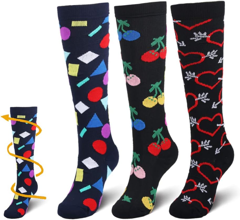 YOLIX Compression Socks for Women & Men 20-30 mmHg - 3/6 Pairs - Best Knee High Socks for Running, Travel, Medical, Pregnancy, Nurse