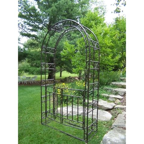 Oakland Living Arbor with Gate and Base, Hammer Tone Brown Cover