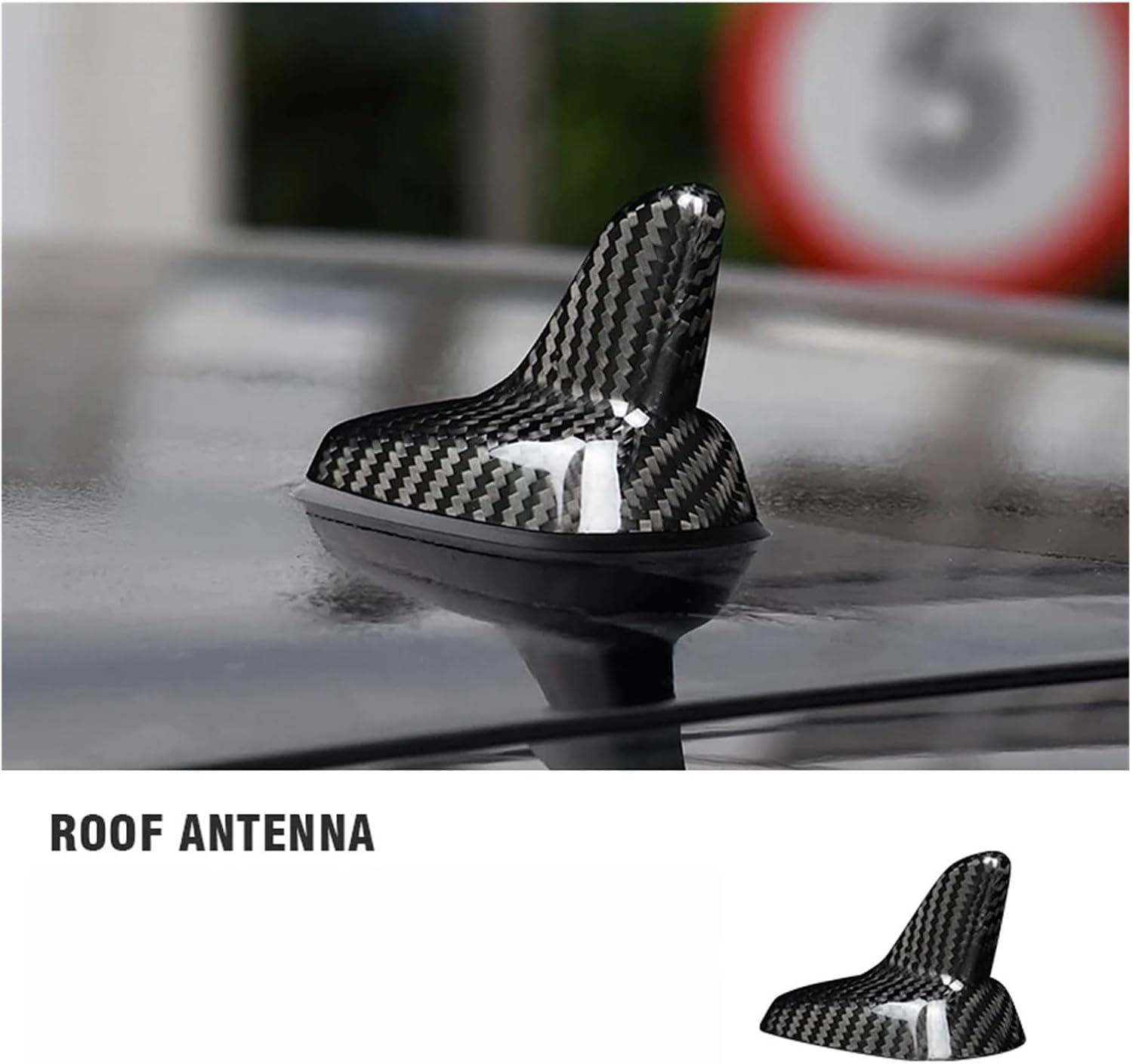 Roof Antenna Cover Hard Dry Carbon Fiber Trim Compatible For Vw Golf Sportsvan 2016-2021 Vehicle Specific Exterior Decorative Base(Red)