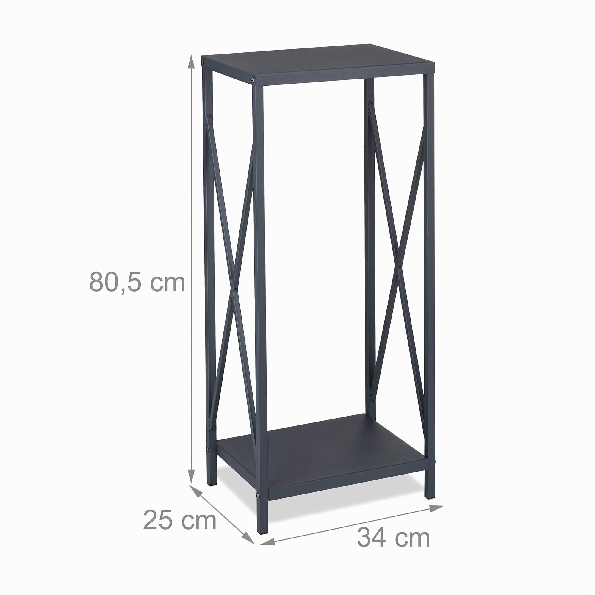 Portalegna in Metallo Relaxdays, Scaffale da Caminetto per Legna 80,5x34x25 cm Grigio