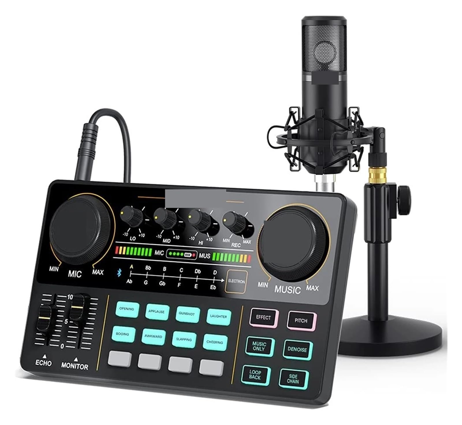 Kit de tarjeta de sonido, Interfaz, Lite ALL-IN-ONE Podcast Studio con micrófono de diafragma grande de 25 mm for transmisión, DJ