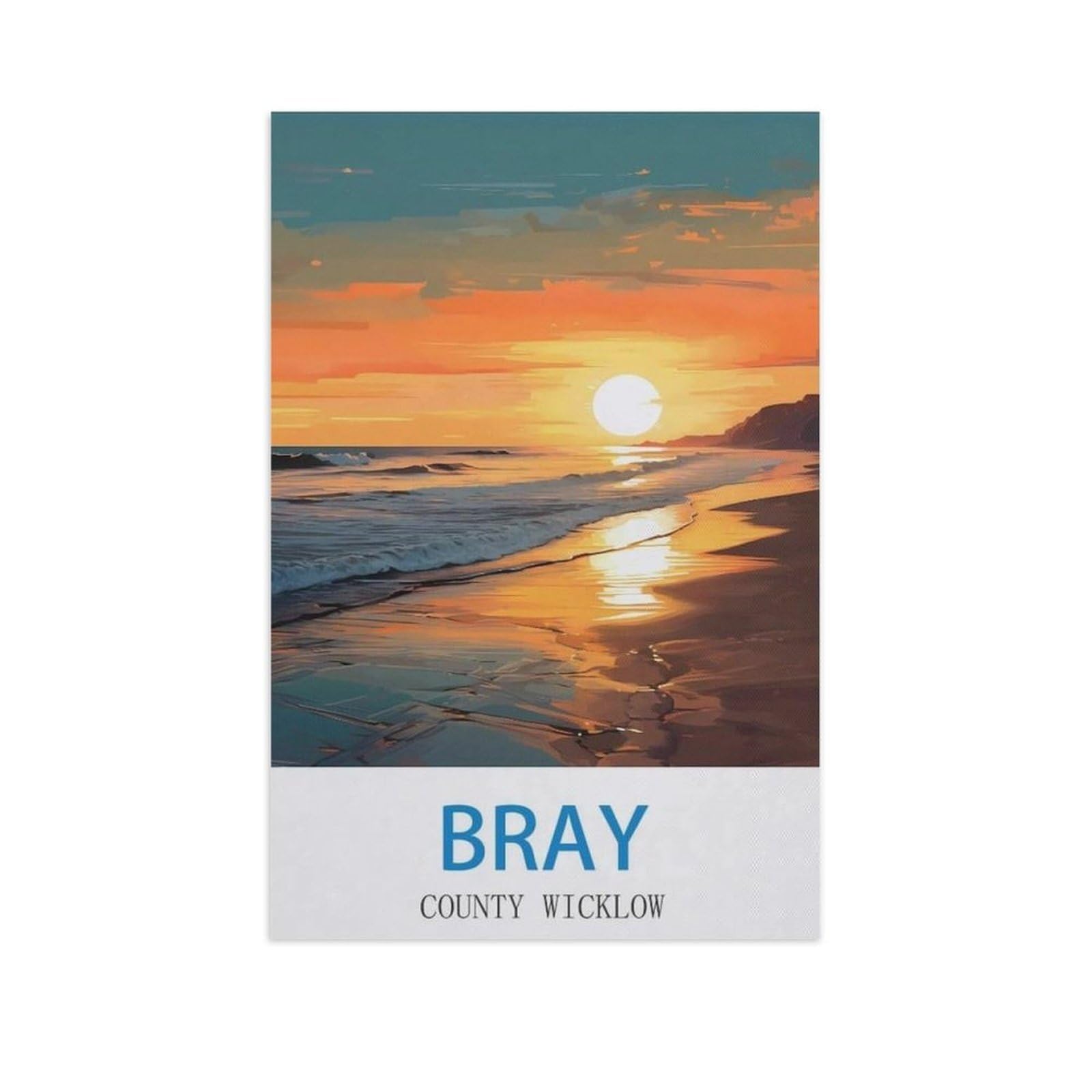 PGCKSK Diamond Painting，Bray County Wicklow，Round Full Drill Acrylic Embroidery Cross Stitch Arts Craft Canvas Supply for Home Wall Decor Adults and Kids（30 x 40 cm/11.81 x 15.74 inches）-GE54
