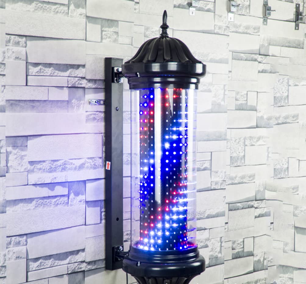 Oświetlenie LED Barber Shop Retro Barbershop Salon fryzjerski Znak świetlny Czerwone, białe, niebieskie paski Obrotowe oświetlenie salonu Zewnętrzna wodoodporna lampa ścienna,，