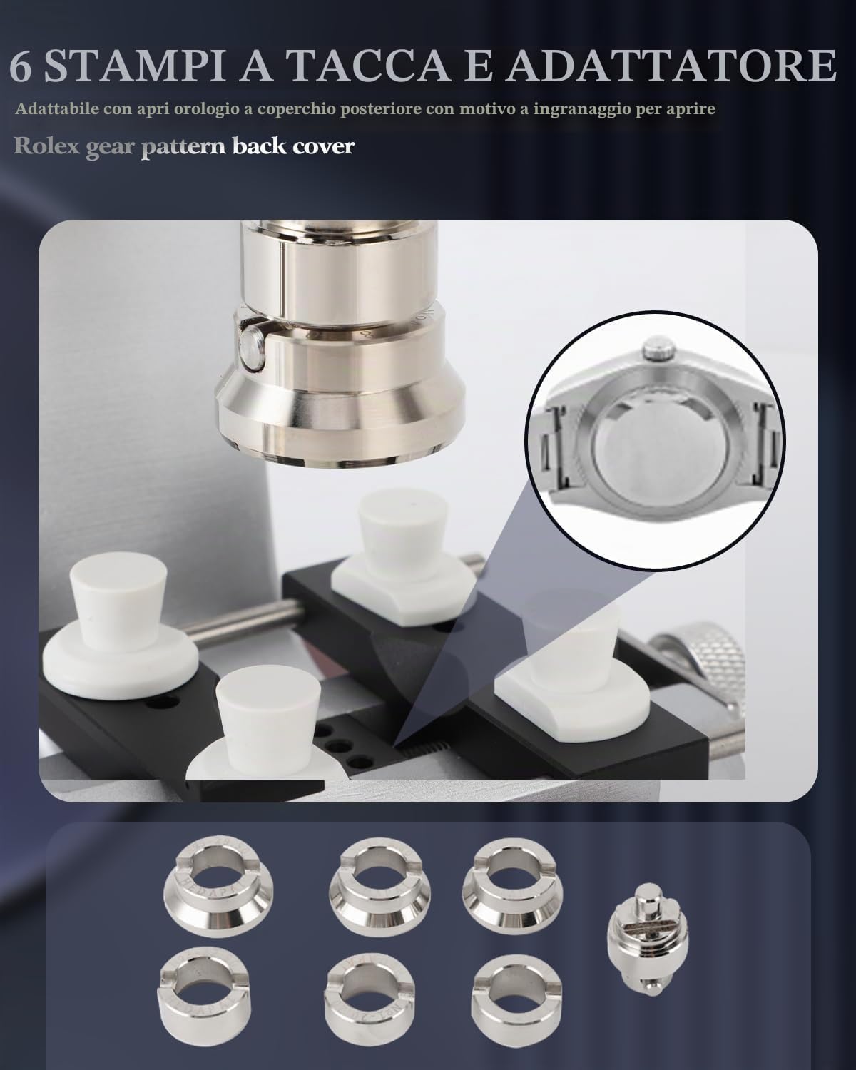 Apricassa per Orologio 5700, Professionale Orologio Apriscatole Orologio da Polso con Apertura Posteriore con 6 Fusi Accessori, Riparazione Orologiaio Per Orologi Apertura E