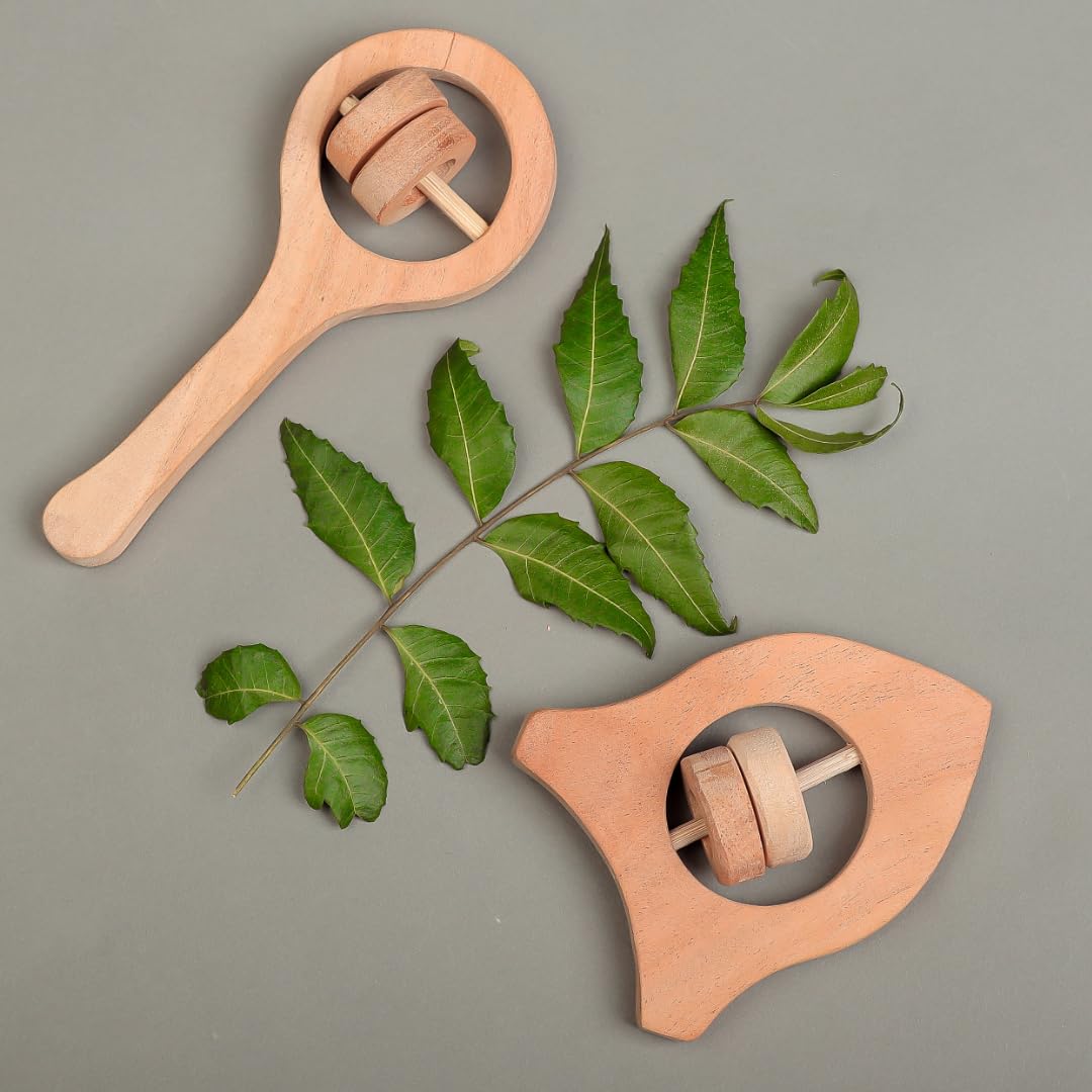 Natural Neem Wood Baby Teether – Handmade Animal Shape Wooden Toy – Non-Toxic, Organic Chew Aid for Teething – Safe for Gums – Biodegradable, Eco-Friendly Gift for Infants & Toddlers (2, Neem Wood Baby Teether Set - 2)-image-41