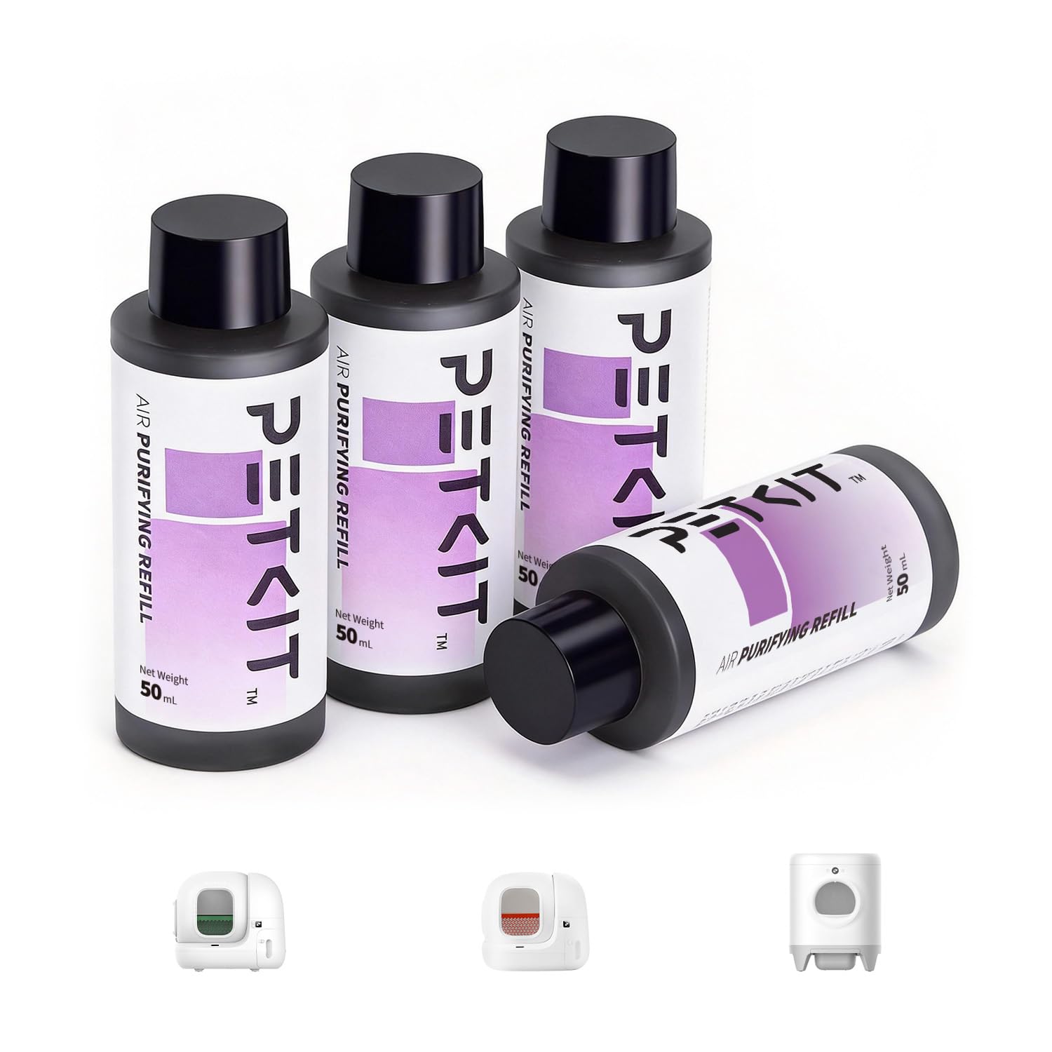 PETKIT Air Purifying Refills for PuraX PuraMax Self-Cleaning Cat Litter Box, 100% Natural Ingredients Odor Remover, 4 Bottles Odor Eliminating Replacement Refills, Quickly Odor Control