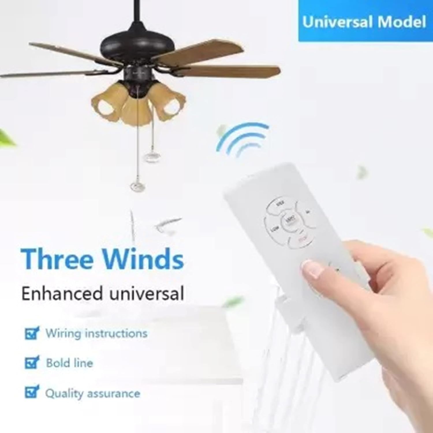 Quick Sense (QS-RF02):Smart Universal Wireless Ceiling Fan and Light Controller Kit Remote Adjust Speed Light Remote Control Switch for 1 Lights and 1 Fan 2