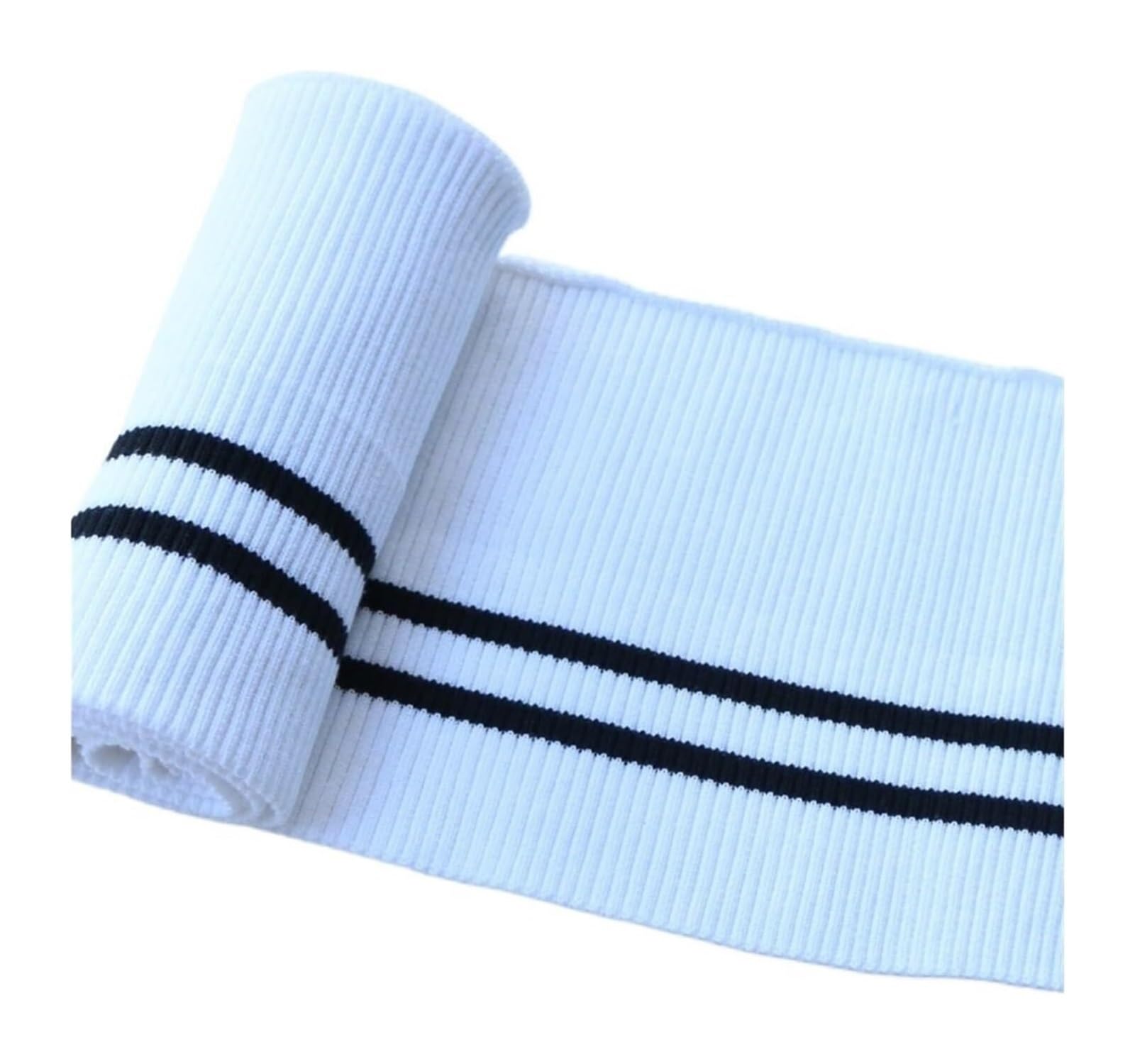 Knit Cuff, Cotton Spandex Elastic Ribbed Cuffs Stretch Knit Multicolor 80cm X 15cm(White)