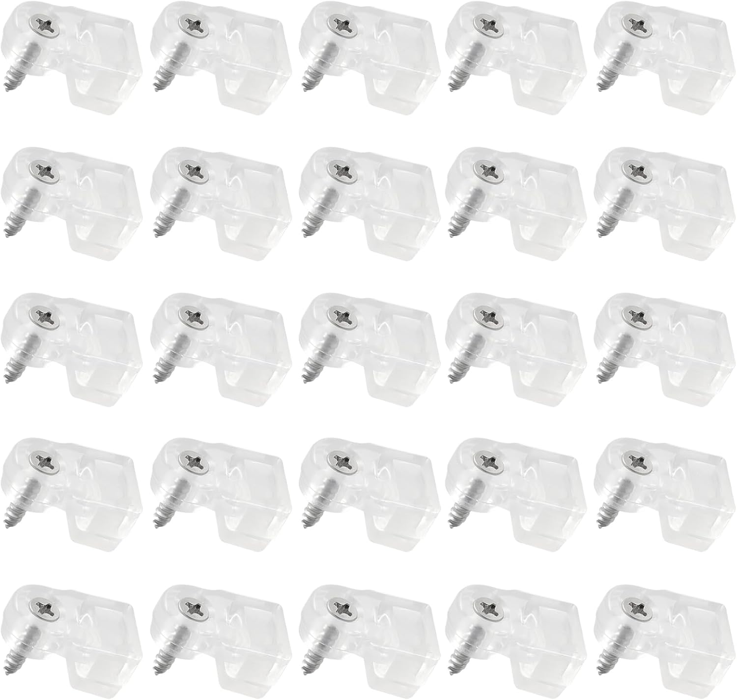 25 Pack Glass Retainer Plastic Mirror Holder Clips, Universal Panel Clip, Stable Screws for Windows & Doors/Cabinet Mirror