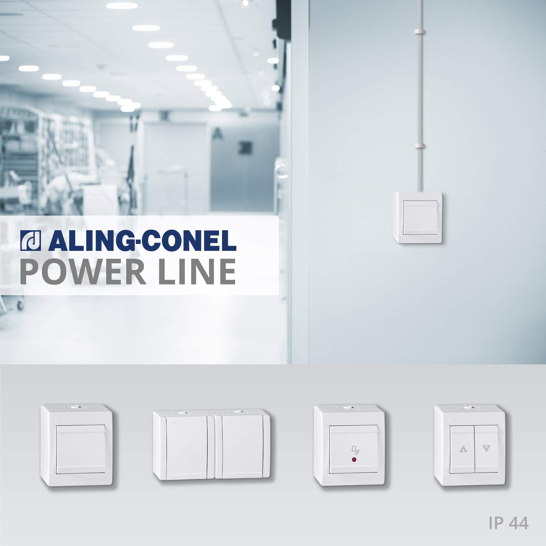 ALING-CONEL 2-fach Aufputz Schutzkontakt Steckdose mit Klappdeckel 16A/250V~ / IP44 - Weiß (10er Set)