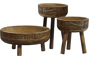 VIP Wood 8 in. Brown Round Candle Holder, Set Of 3 Candle Holders