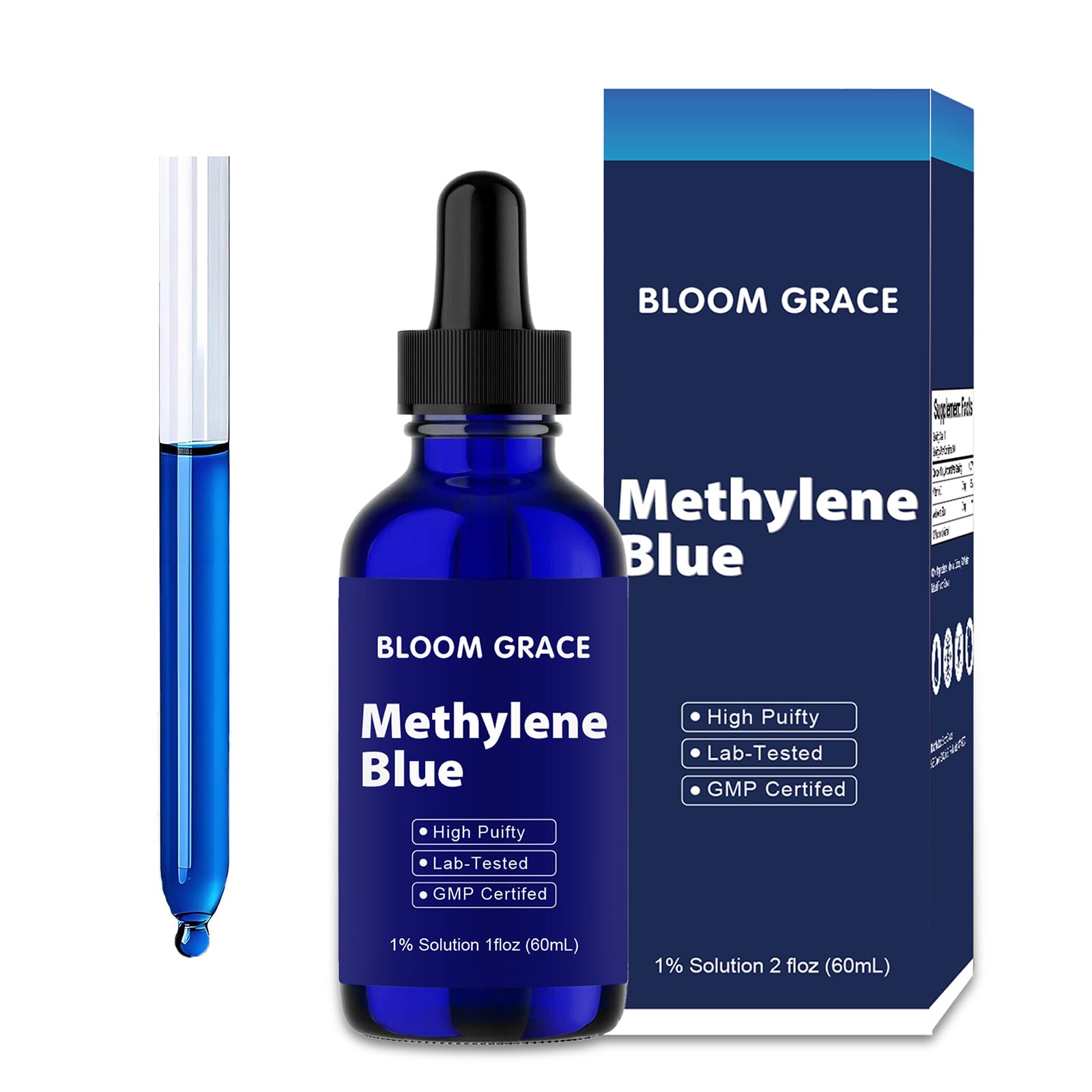 Methylene Blue, Methylene Blue 1% Formula, Solution 1 Oz, Third-Party Tested, Cognitive Support, Brain Power, and Focus Supplement with Electrolytes