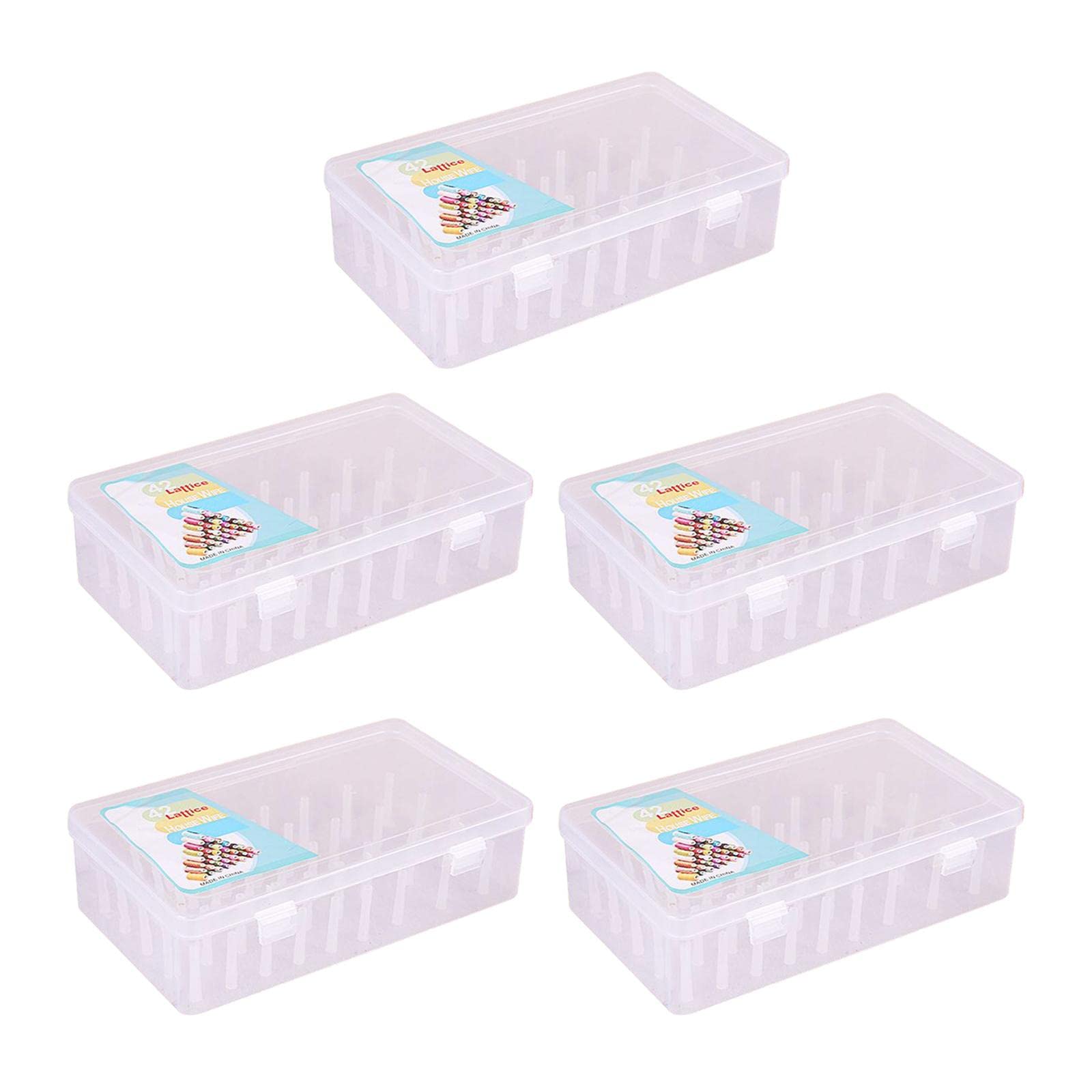 Caja de Almacenamiento de para Clasificar Carretes Organizador de Bobinas Vacío con Doble Cierre Bandejas Internas Estructura Robusta Y Protecci, 5 Piezas - 42 Ranuras, 5X23,7x13,7x6,6 cm