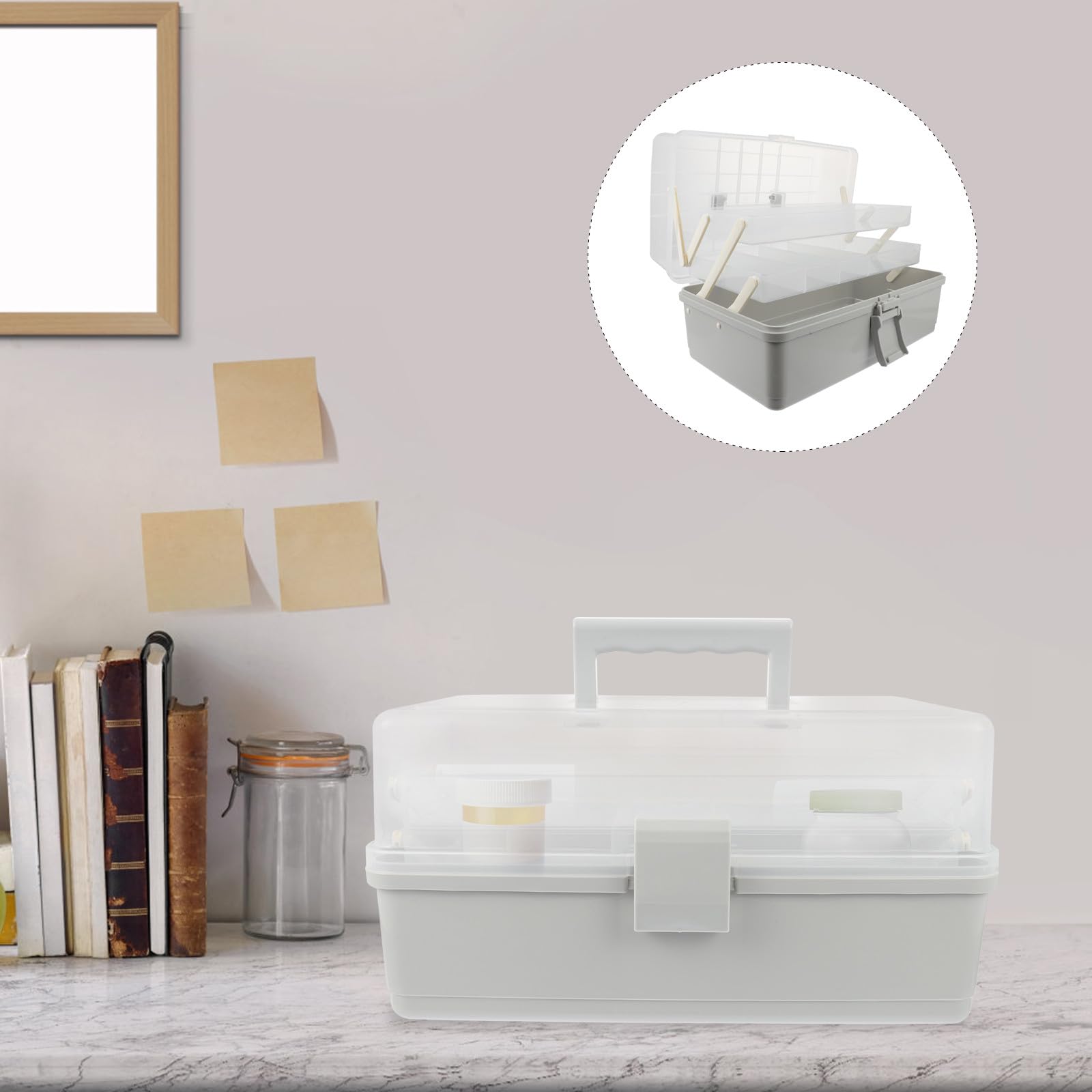 Mehrlagige Medizinbox mit Großem Fassungsvermögen Kunststoff Medikamenten Organizer für Hausapotheke und Erste Hilfe Tragbare Aufbewahrungsbox für Familie und Outdoor