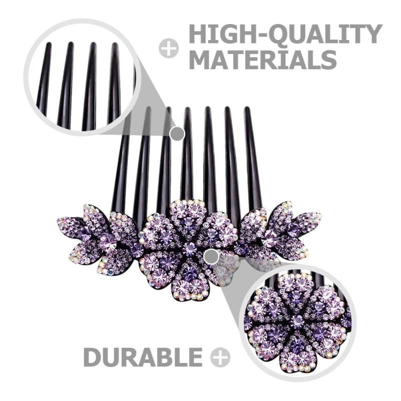 2Pcs Rhinestone Flower Hair Combs - Image 3