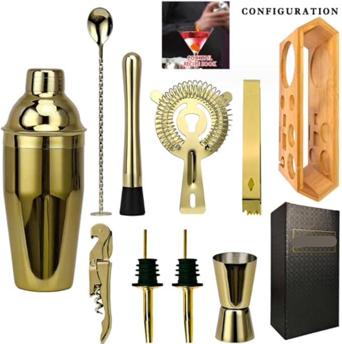 Set de Bar 10 Piezas Coctelera Boston Acero Inoxidable 750ml miniatura 3