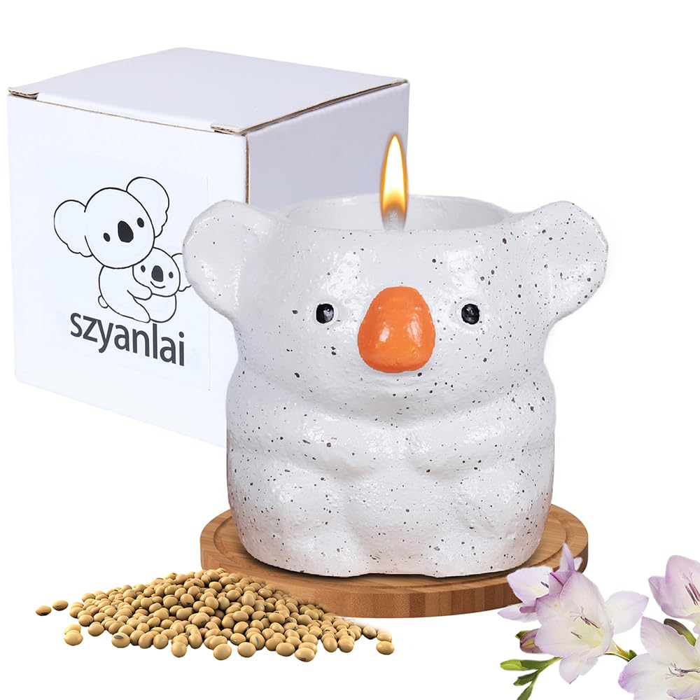 Lovely Koala Scented Candles Gifts for Women | Luxurious Aromatherapy Candle Gift for Her, Unique Birthday Gift for Mum | Christmas Gifts for Women Best Friend, Mum and Wife. Freesia (Large)