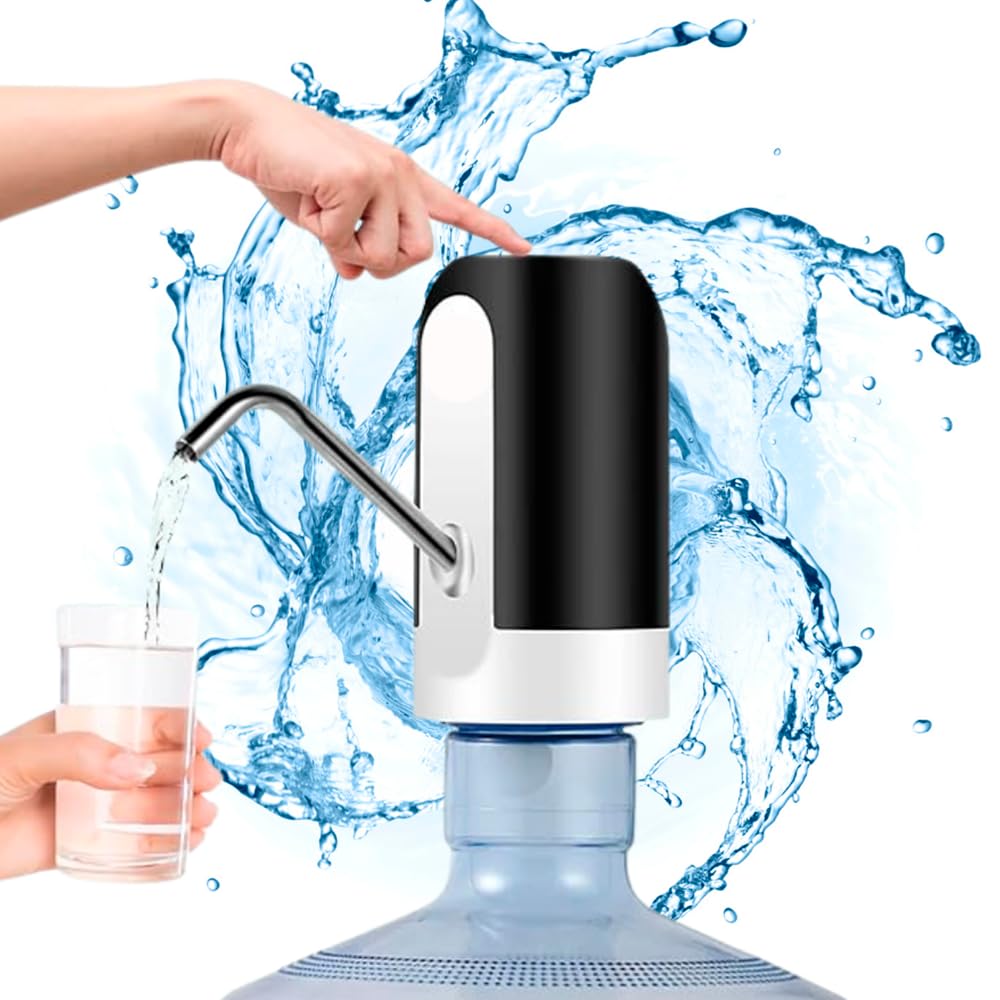 EVABRIS® Dispensador de Agua Electrico, USB B 1200 mAh, Grifo para Garrafas de Agua, Water Dispenser Pump, Bomba Agua Garrafa Libre de BPA (Negro)
