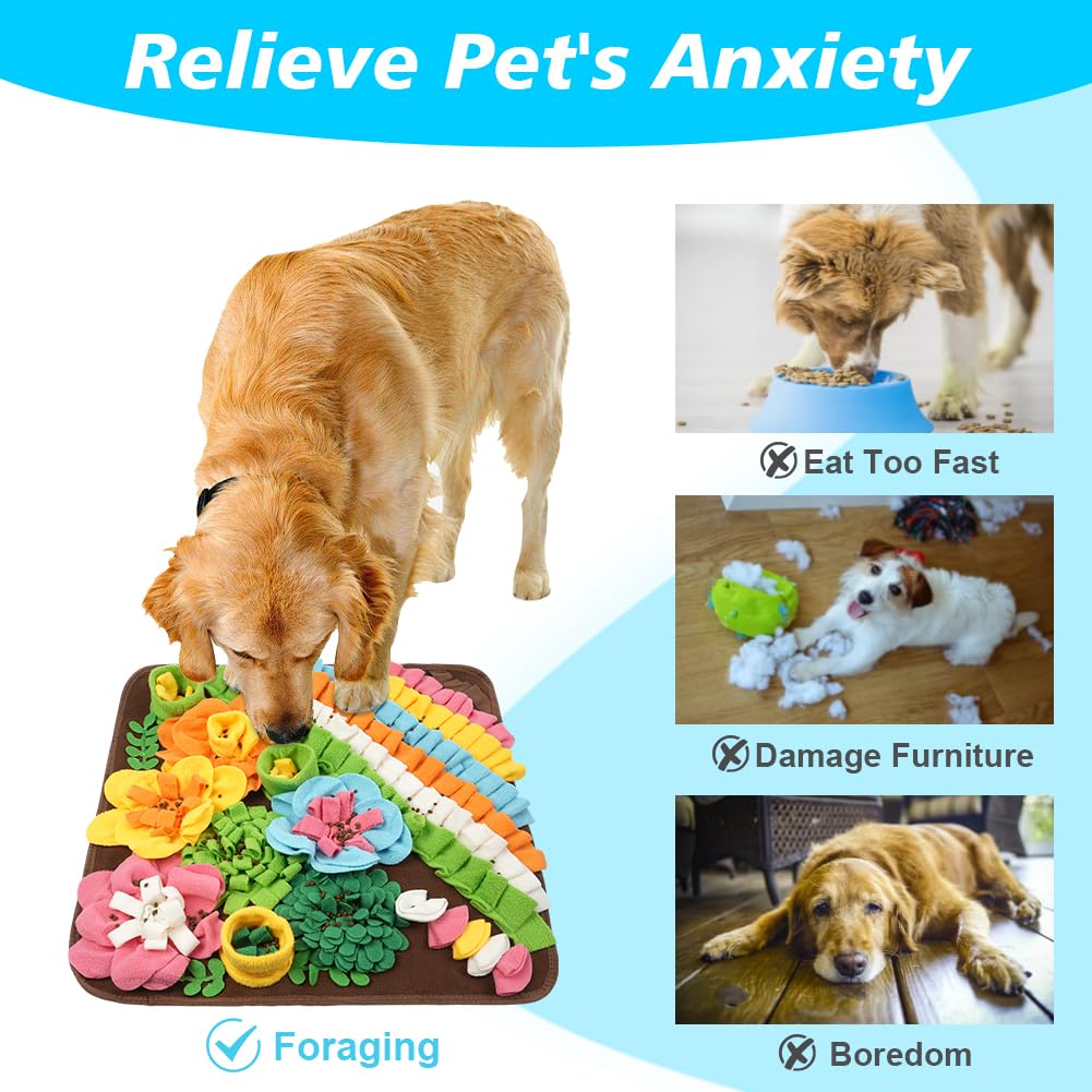 OSDUE Tappeto Olfattivo Cane, 50cm Foraggiamento Tappeto per Cani Addestramento Foraggiamento di Animali Lavabile Antiscivolo Tappetino Puzzle di Snuffle Giocattolo per Cani Attivazione Mentale Cane B