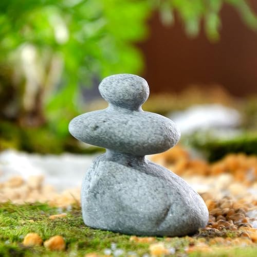 Miniatura 3 de Mini decoración de piedra zen apilada de 3 piedras, estatuas de rocas hechas a mano, decoración de jardín japonés, decoración de acuario de pecera,