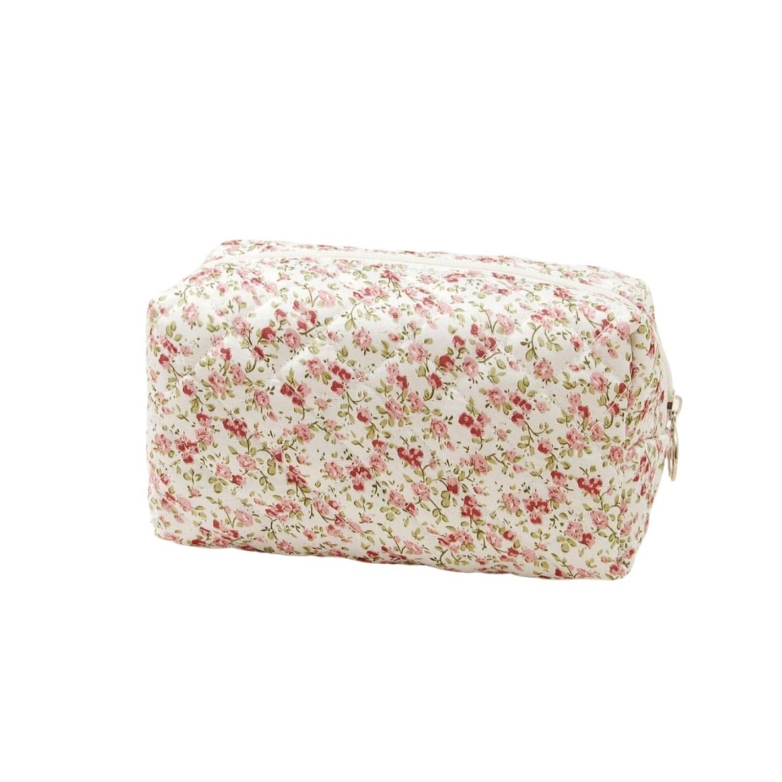 Neceser Maquillaje Bolsa de Maquillaje Acolchada con Estampado Floral for Mujer, Elegante y de Gran Capacidad, Ideal for Guardar cosméticos y for niñas. Viaje(Pink Green Florals)