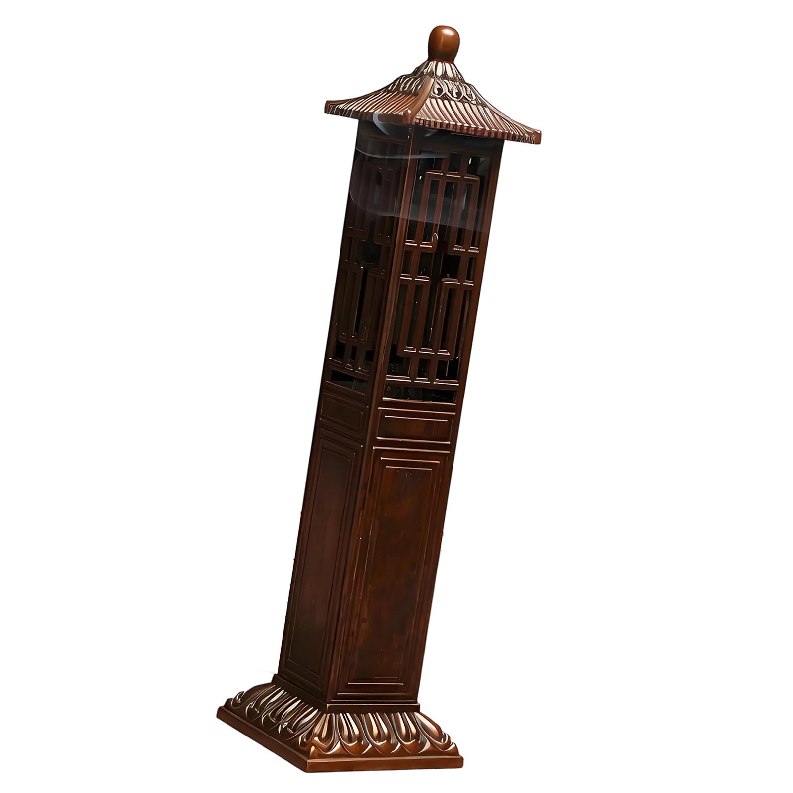 Antique Copper Alloy Vertical Incenses Burners with Chinese Pavilion Design for Relaxation and Aromatherapies