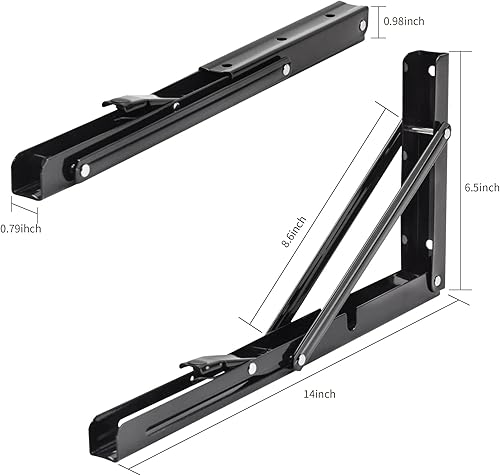 Miniatura 72 de YUMORE Soportes de estante plegables de 24 pulgadas, carga máxima: 330 libras de acero inoxidable resistente soporte de estante plegable para mesa