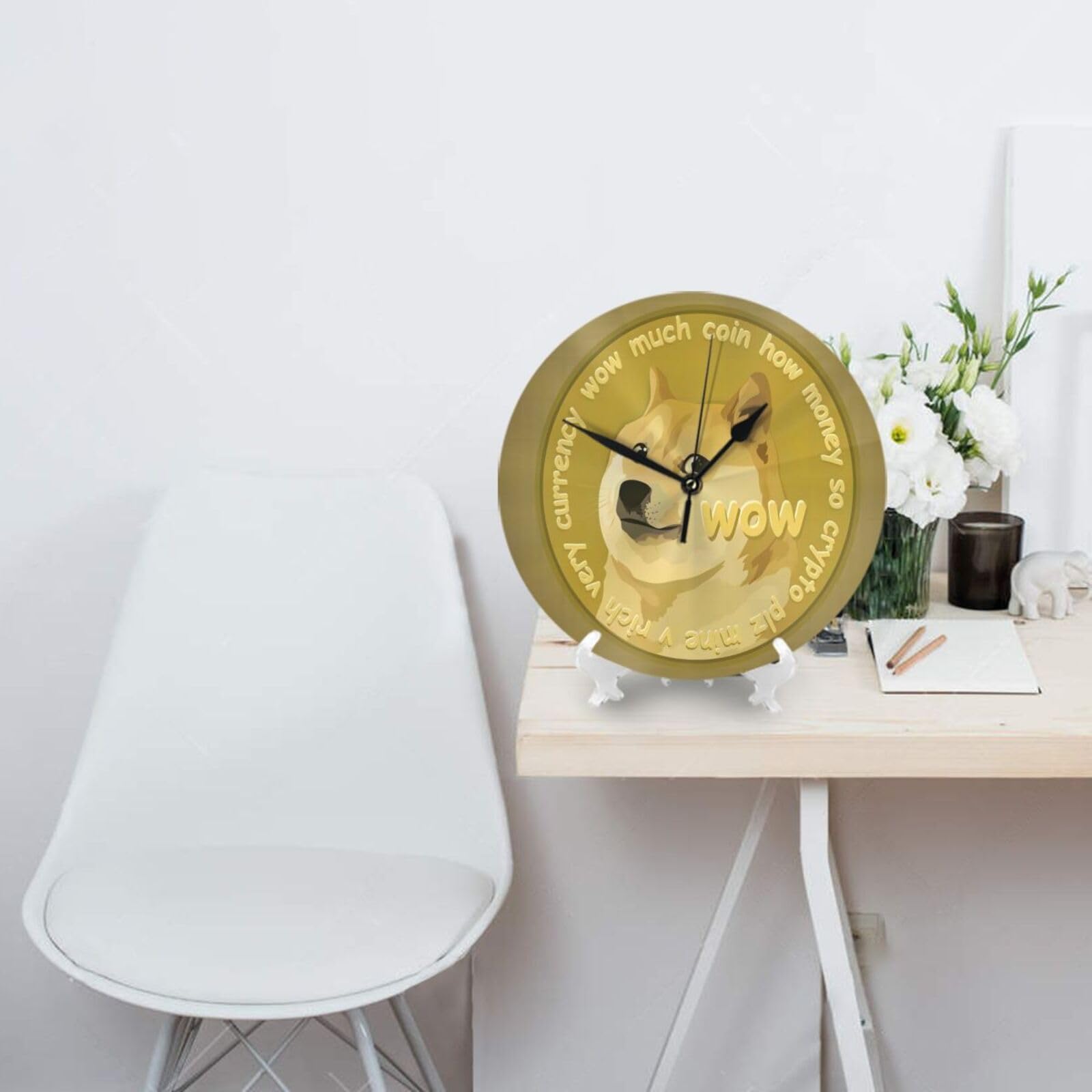 Amazon.com: QICITTY Doge Wow Meme Coin Art Round Wall Clock, Decorative  Clocks Battery Operated Quartz Quiet Desk Clocks for Home Decor : Home &  Kitchen